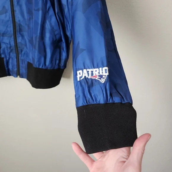 NFL TEAM x PATRIOTS windbreaker‎ logo jacket in blue full zip size 2XL - Picture 8 of 10